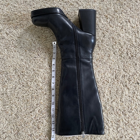 Platform Square Toe Leather Calf Boots - Picture 9 of 9